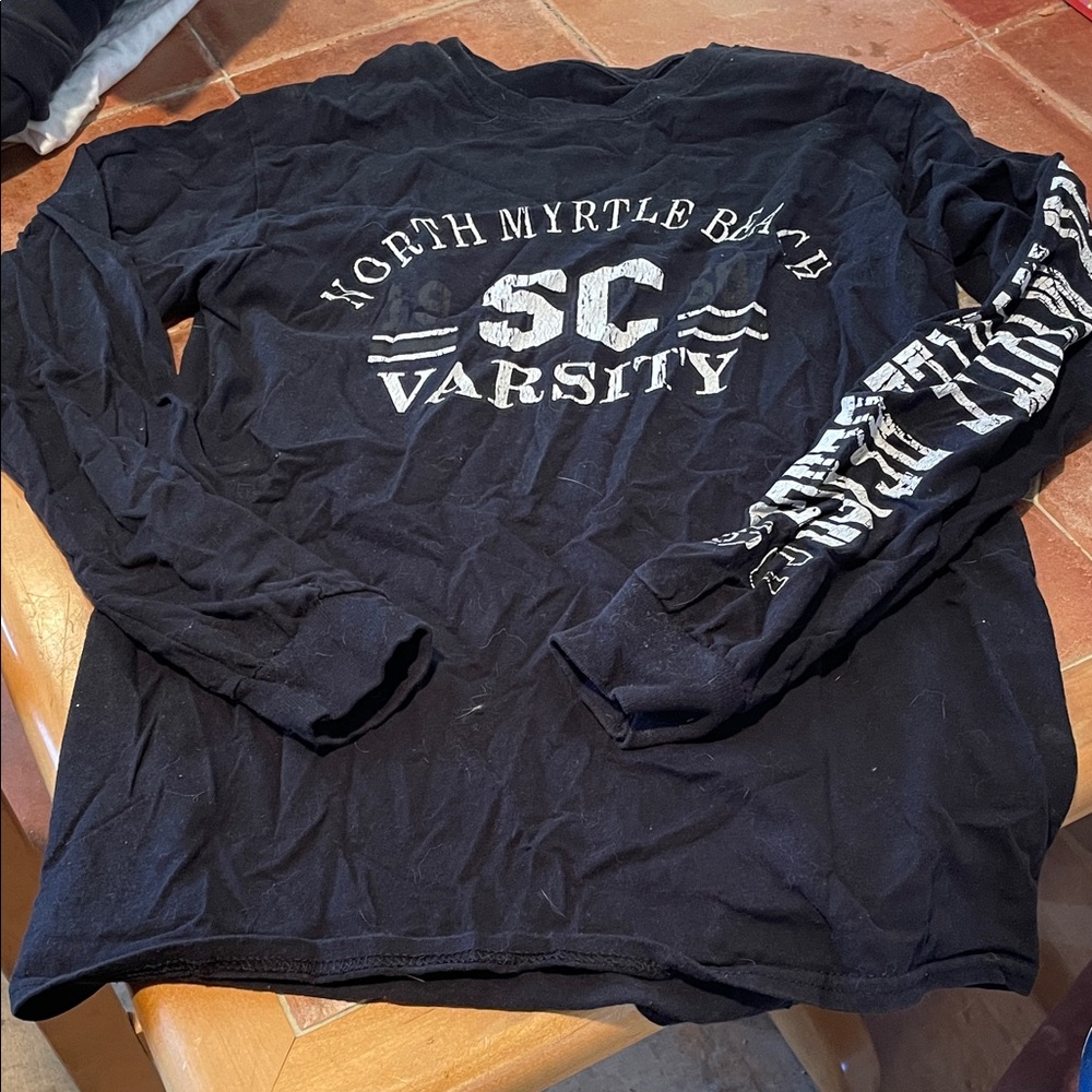 Black Long Sleeve Varsity Shirt